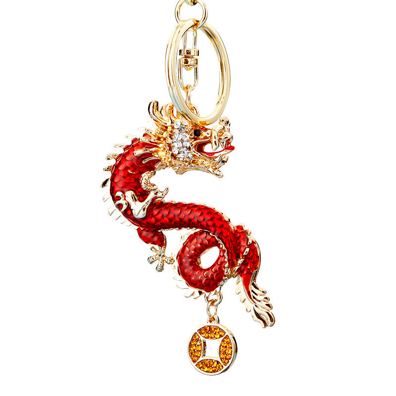 #HA1020 Dancing dragon chinese zodiac keychain keyring car key hangbag accessories