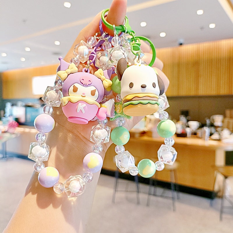Sanrio Wrist landyard wrist bracelet bead Bag Pendant  Anime Kawaii Hello Kitty Cinnamoroll Cute My Melody  Decoration Gifts
