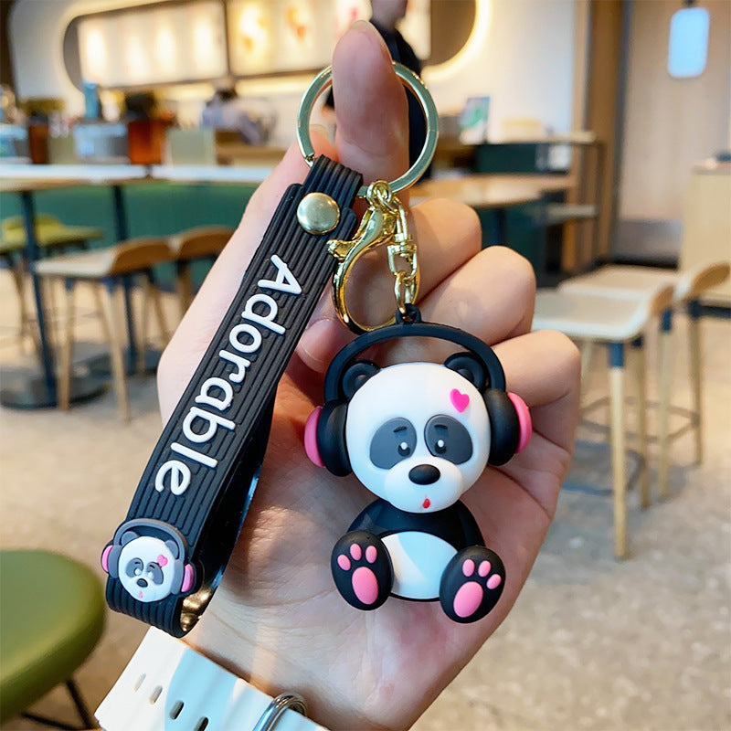 #HA1028 4 pcs lot  Music panda elephant keychain keyring bag pandent  cartoon  cute gift