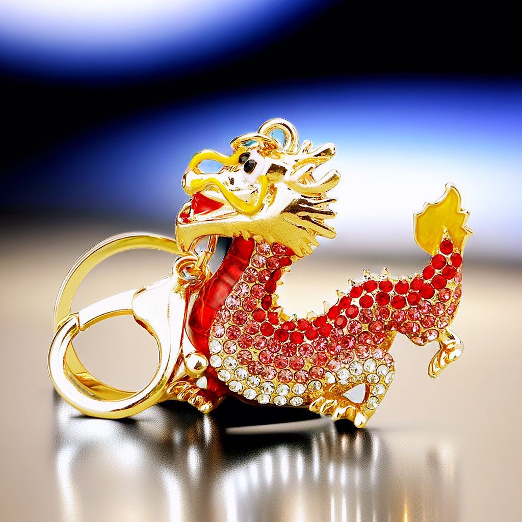 #HA1020 Dancing dragon chinese zodiac keychain keyring car key hangbag accessories