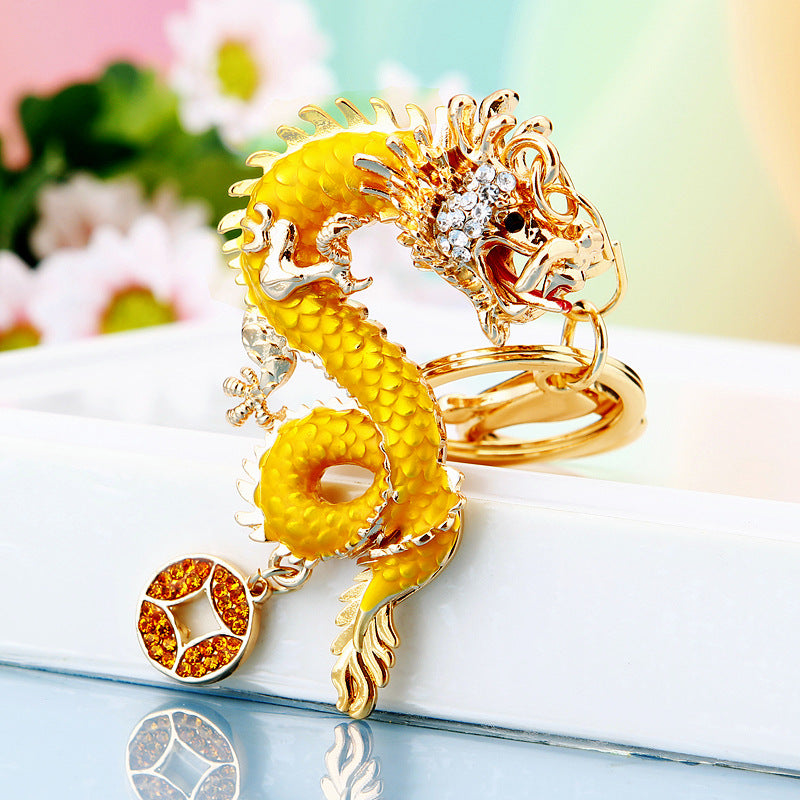 #HA1020 Dancing dragon chinese zodiac keychain keyring car key hangbag accessories