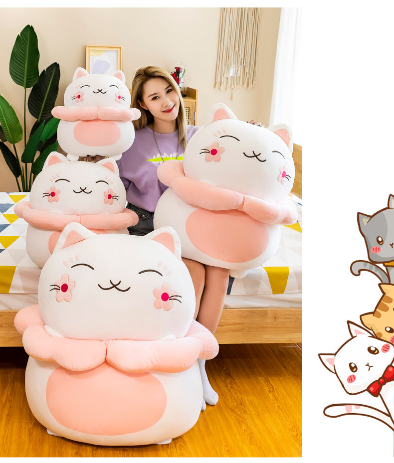 #HA1028 Sakura lucky cat cushion pillow cute fortune cat plush kids toys girl gift