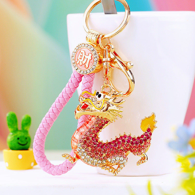 #HA1020 Dancing dragon chinese zodiac keychain keyring car key hangbag accessories