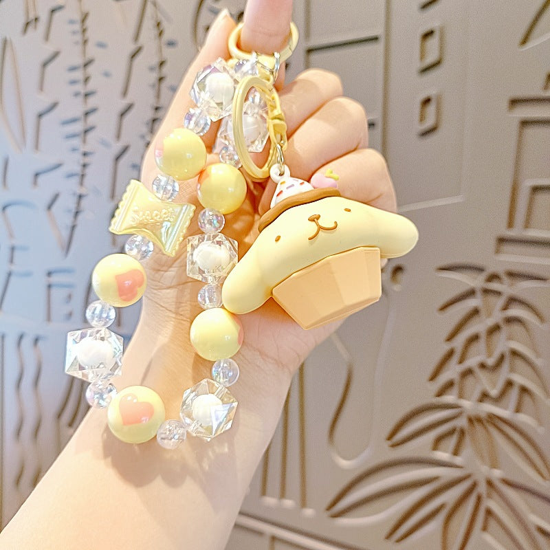 Sanrio Wrist landyard wrist bracelet bead Bag Pendant  Anime Kawaii Hello Kitty Cinnamoroll Cute My Melody  Decoration Gifts