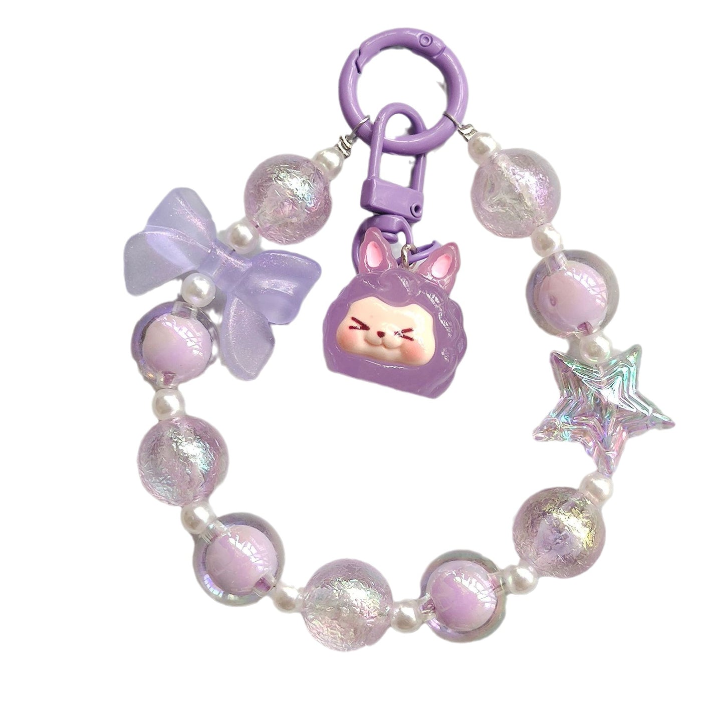 #HA1025  4 pcs lot kiki bead wrist lanyard wristlet bracelet  phone strap keychain keyring blindbox for women purse charms gift