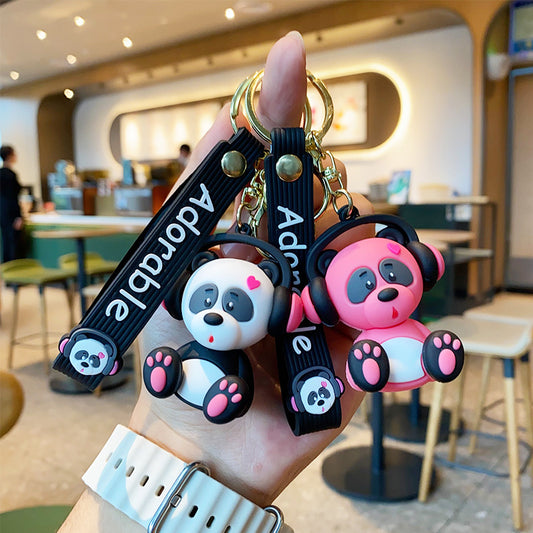 #HA1028 4 pcs lot  Music panda elephant keychain keyring bag pandent  cartoon  cute gift