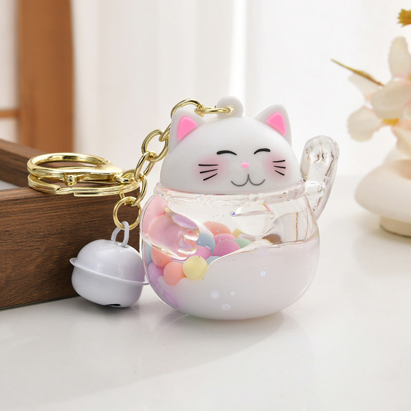 luckycat keyring fortune cat keychain liquid floating cat gift figurine souvenir
