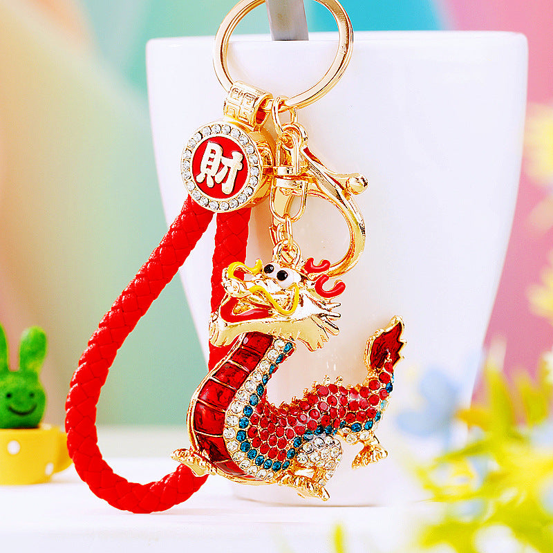 #HA1020 Dancing dragon chinese zodiac keychain keyring car key hangbag accessories
