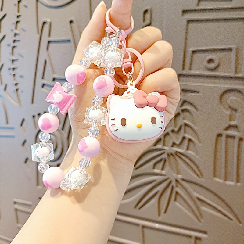 Sanrio Wrist landyard wrist bracelet bead Bag Pendant  Anime Kawaii Hello Kitty Cinnamoroll Cute My Melody  Decoration Gifts