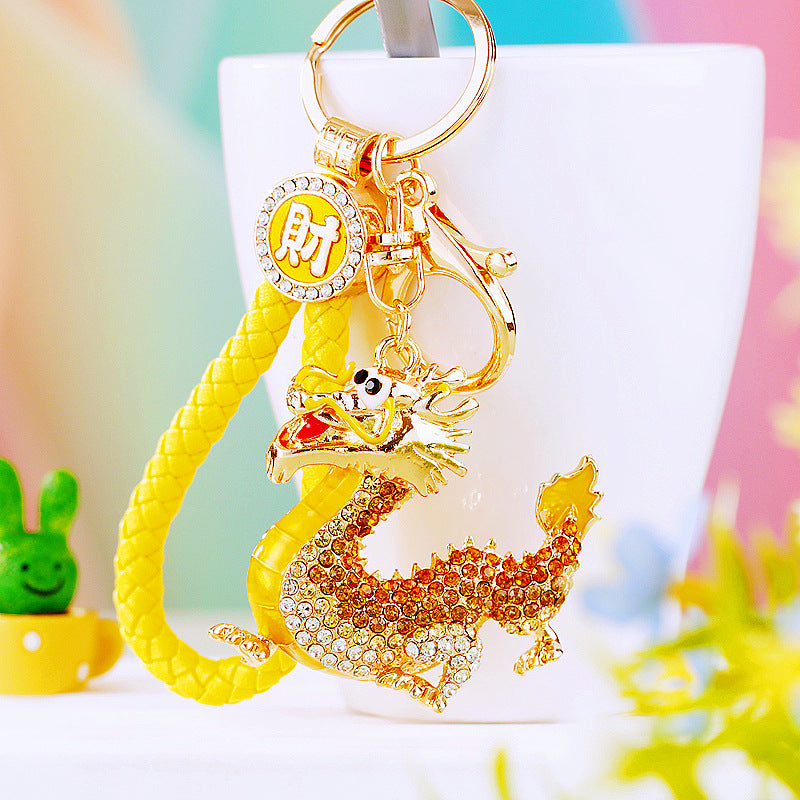 #HA1020 Dancing dragon chinese zodiac keychain keyring car key hangbag accessories