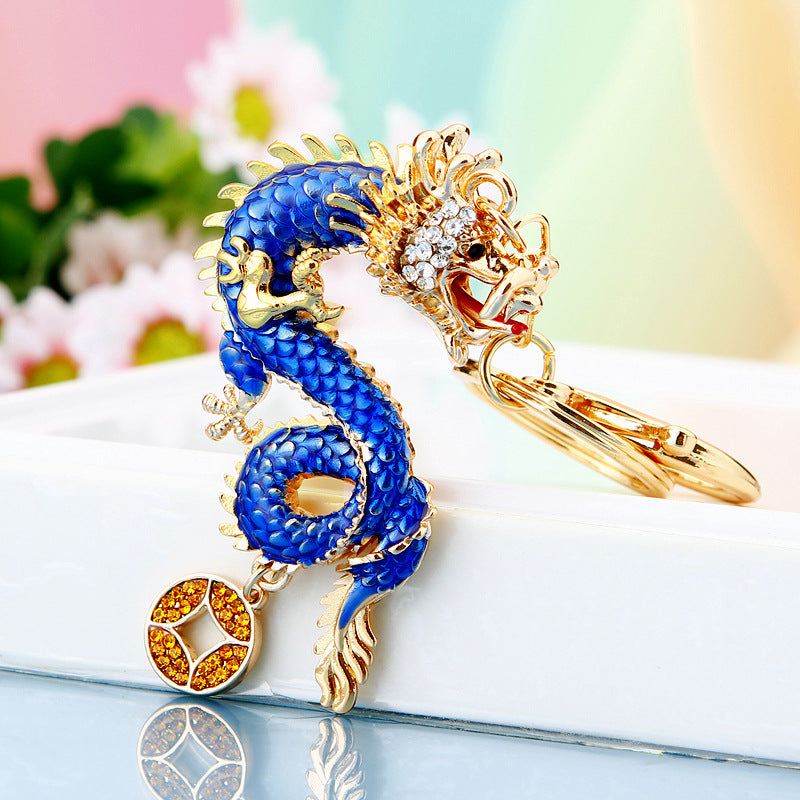 #HA1020 Dancing dragon chinese zodiac keychain keyring car key hangbag accessories