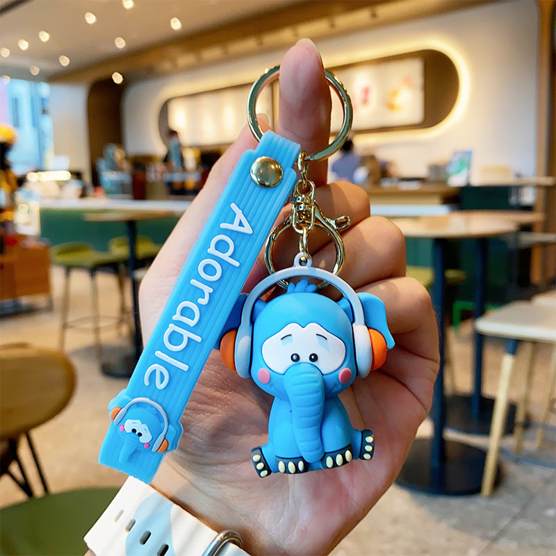 #HA1028 4 pcs lot  Music panda elephant keychain keyring bag pandent  cartoon  cute gift