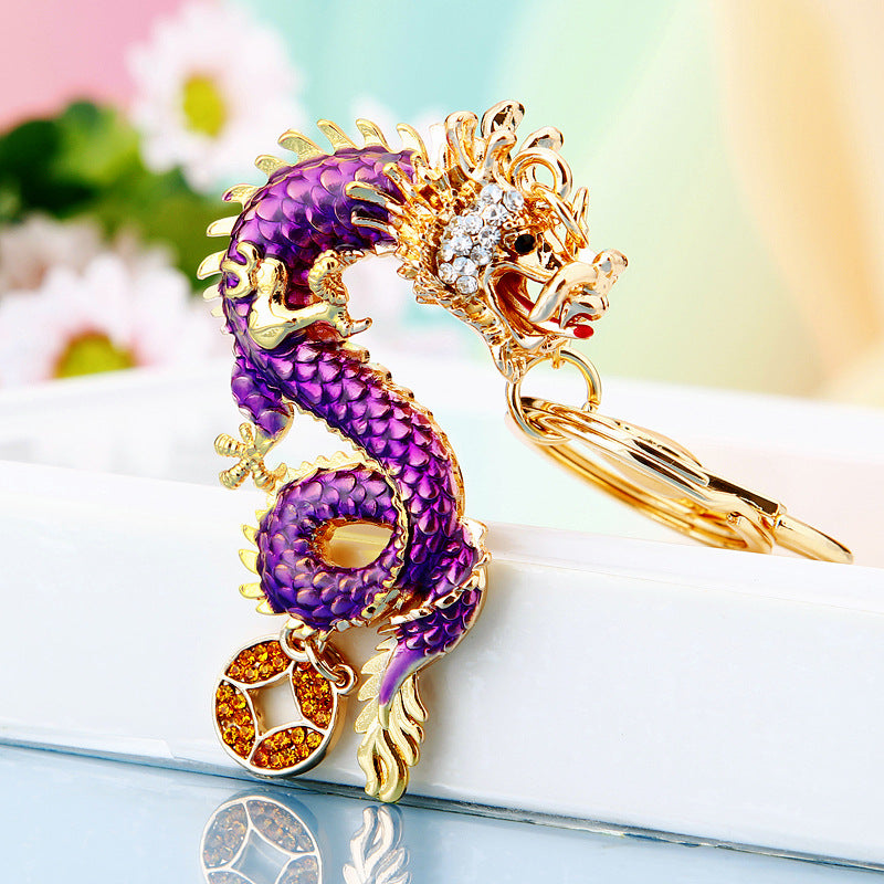#HA1020 Dancing dragon chinese zodiac keychain keyring car key hangbag accessories