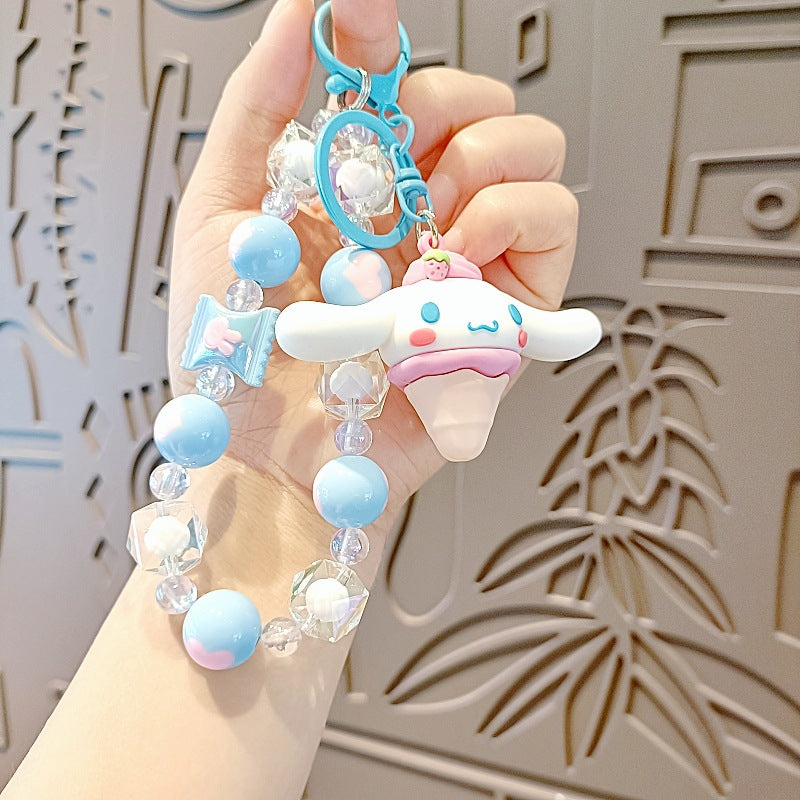 Sanrio Wrist landyard wrist bracelet bead Bag Pendant  Anime Kawaii Hello Kitty Cinnamoroll Cute My Melody  Decoration Gifts