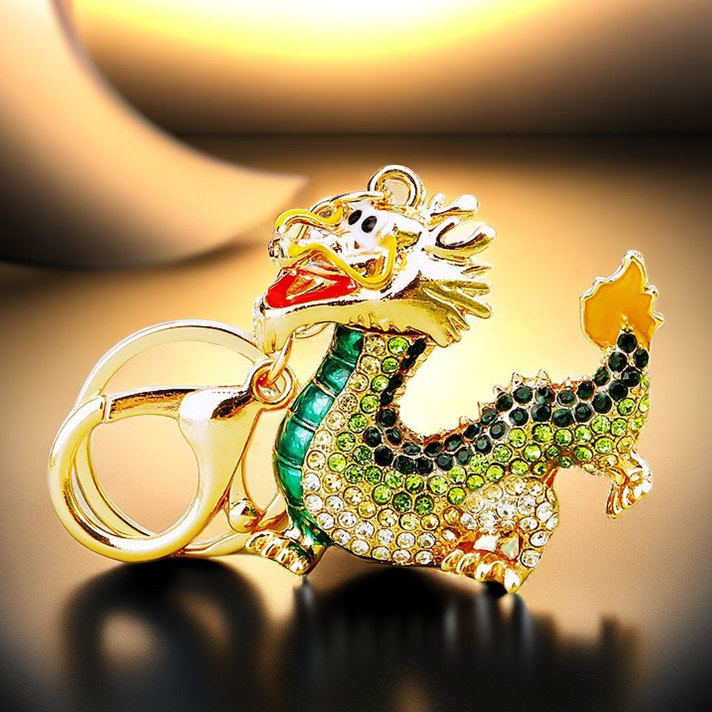 #HA1020 Dancing dragon chinese zodiac keychain keyring car key hangbag accessories