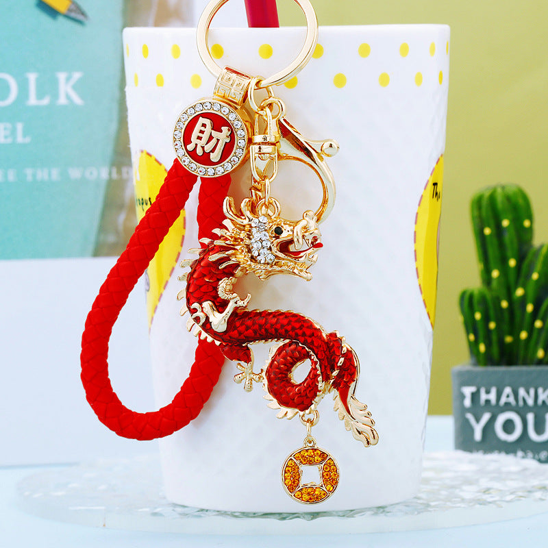 #HA1020 Dancing dragon chinese zodiac keychain keyring car key hangbag accessories