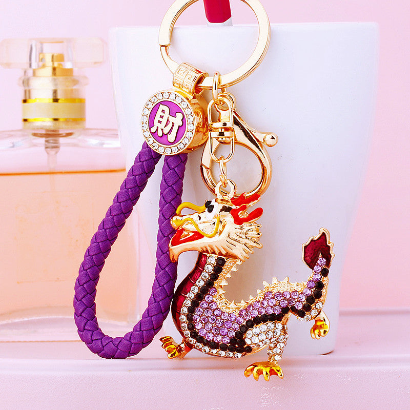#HA1020 Dancing dragon chinese zodiac keychain keyring car key hangbag accessories