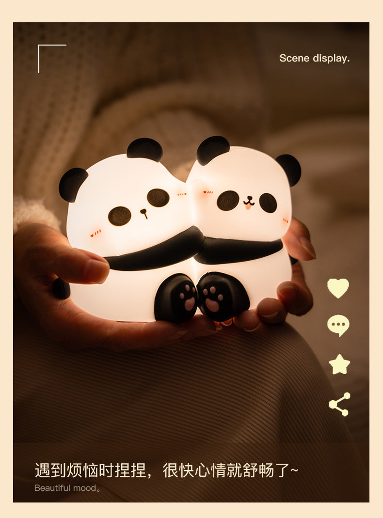#HA1041 Panda hug bedlight led night light lamp USB chargable cute  gift girl