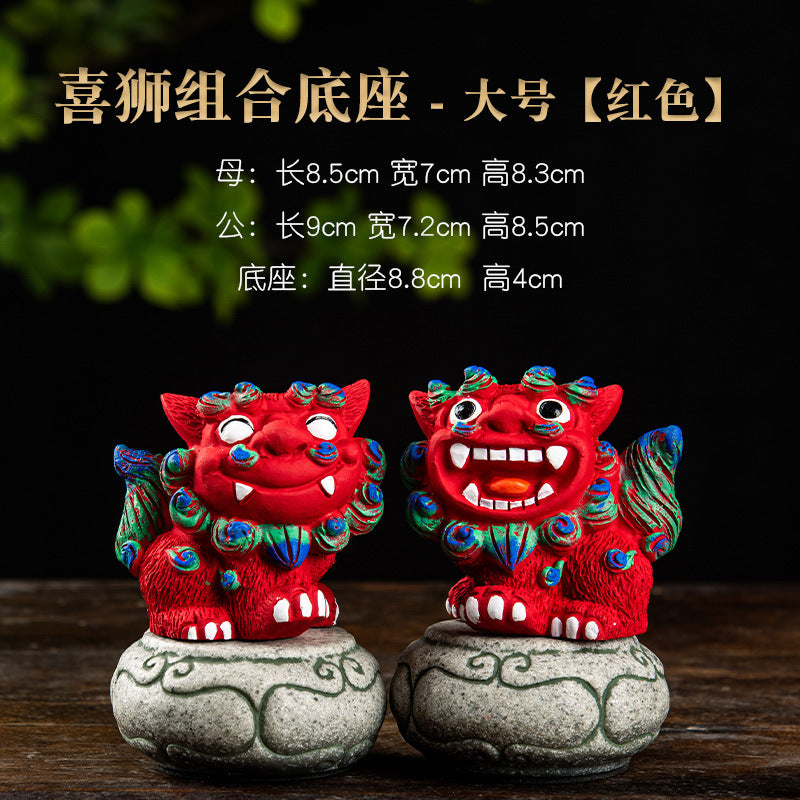 #HD1034 1 pair (2pcs)of Lucky Dancing lion figurine  fengshui home decoration gift expel evil