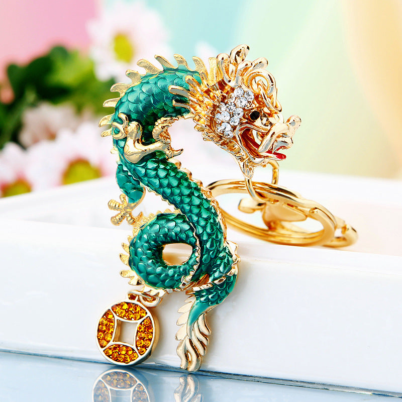 #HA1020 Dancing dragon chinese zodiac keychain keyring car key hangbag accessories