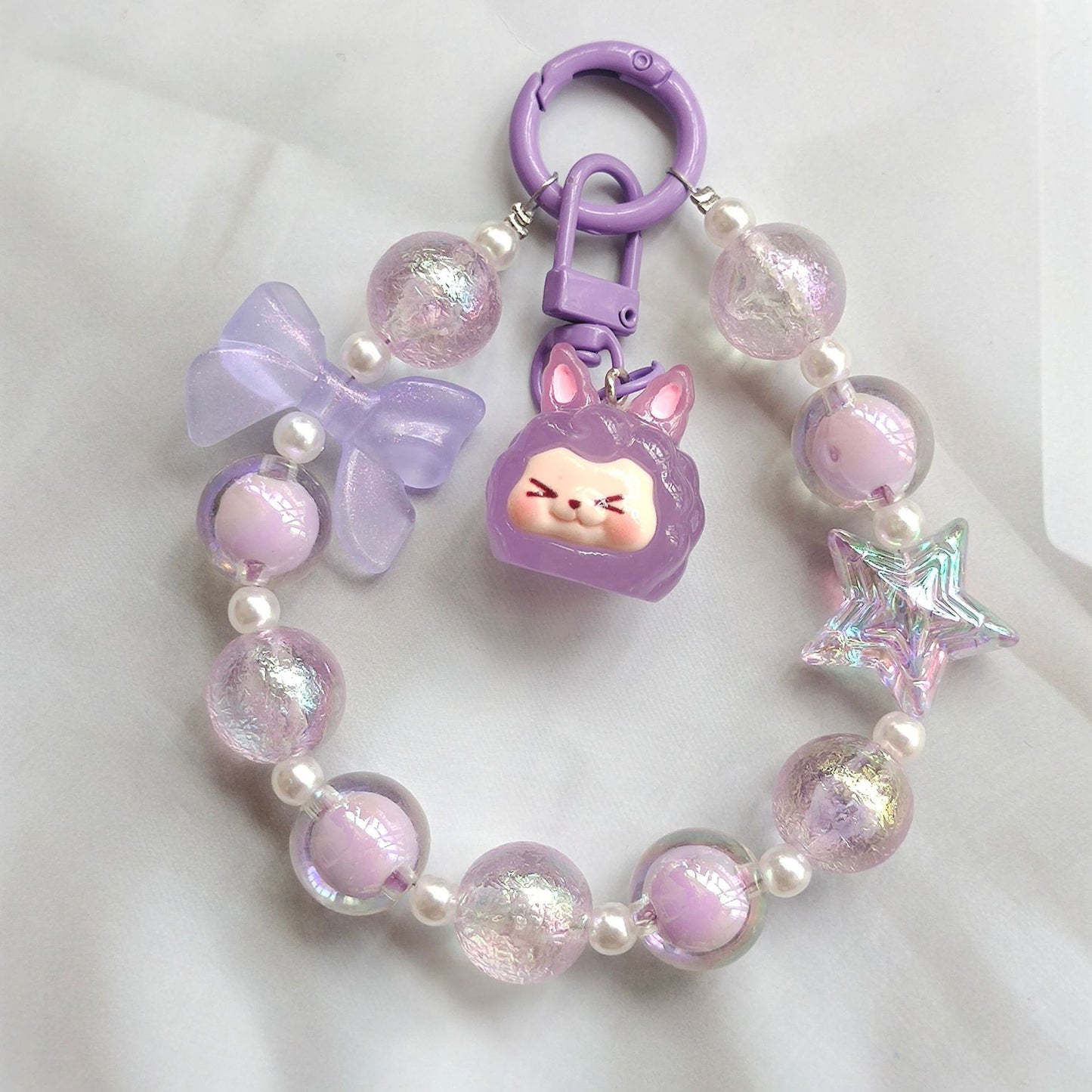 #HA1025  4 pcs lot kiki bead wrist lanyard wristlet bracelet  phone strap keychain keyring blindbox for women purse charms gift
