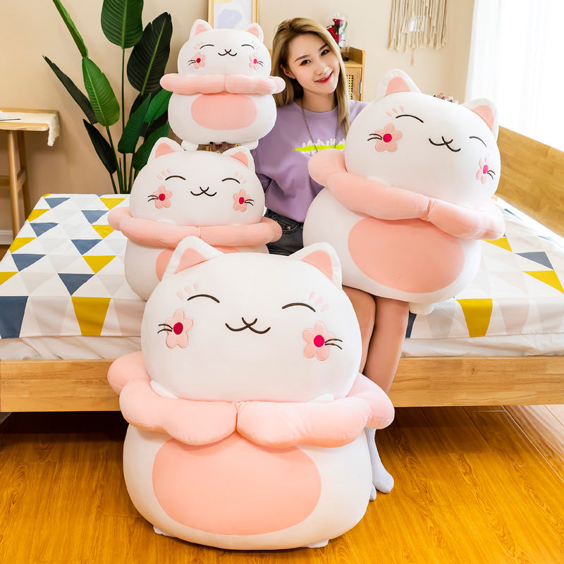 #HA1028 Sakura lucky cat cushion pillow cute fortune cat plush kids toys girl gift