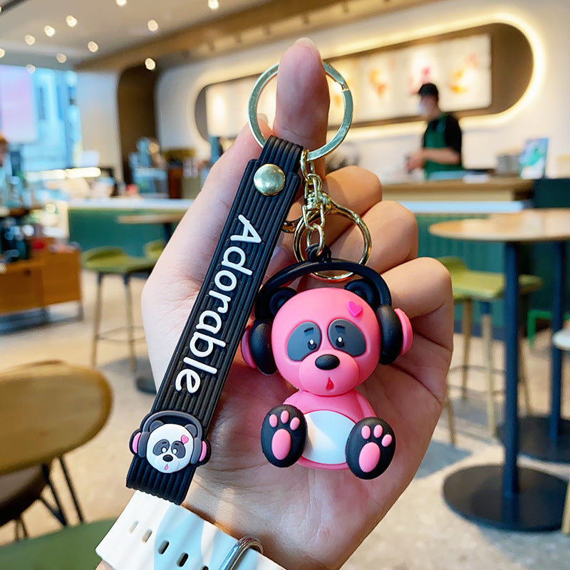 #HA1028 4 pcs lot  Music panda elephant keychain keyring bag pandent  cartoon  cute gift