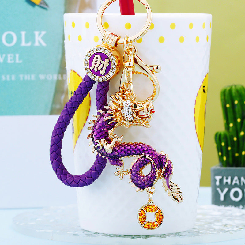 #HA1020 Dancing dragon chinese zodiac keychain keyring car key hangbag accessories