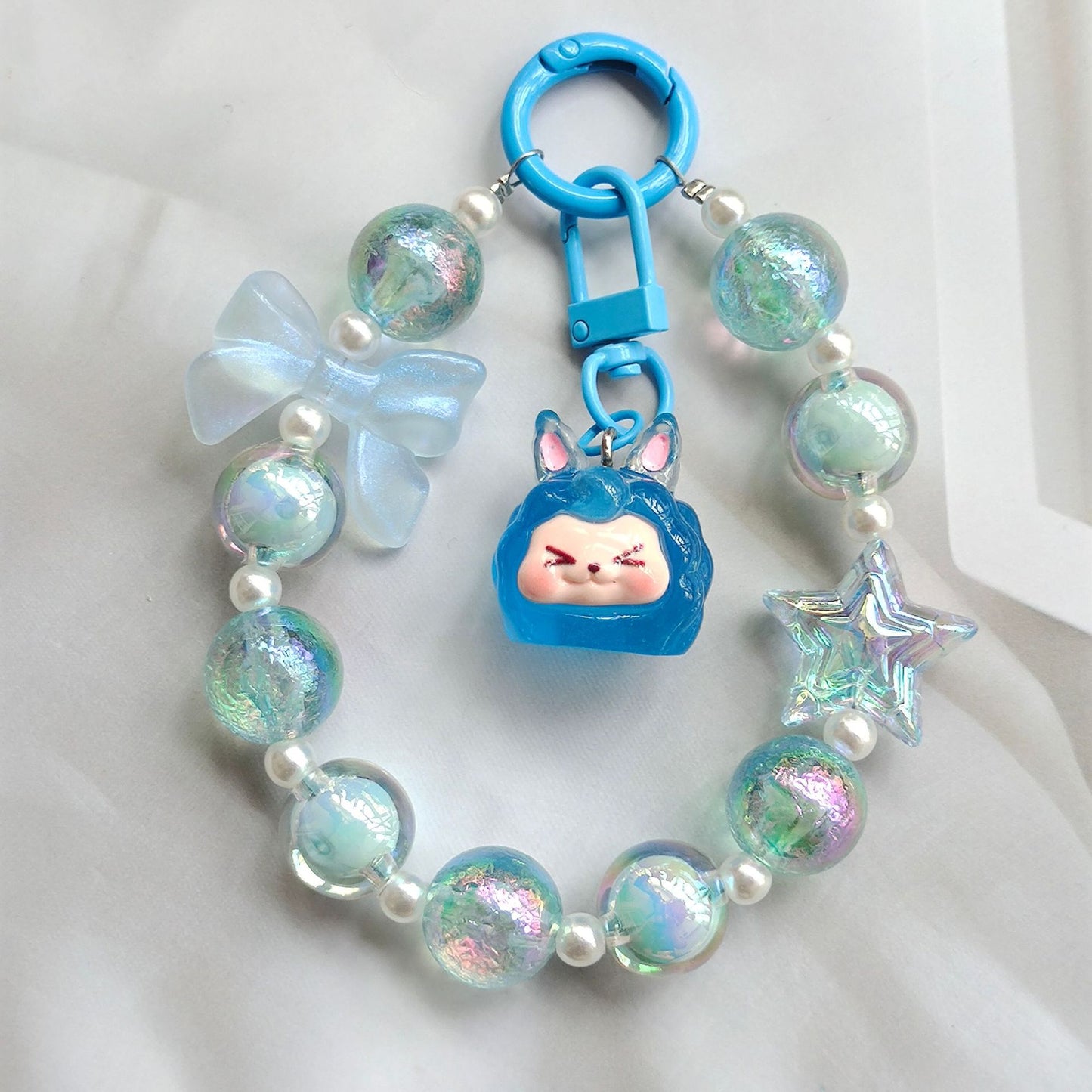 #HA1025  4 pcs lot kiki bead wrist lanyard wristlet bracelet  phone strap keychain keyring blindbox for women purse charms gift