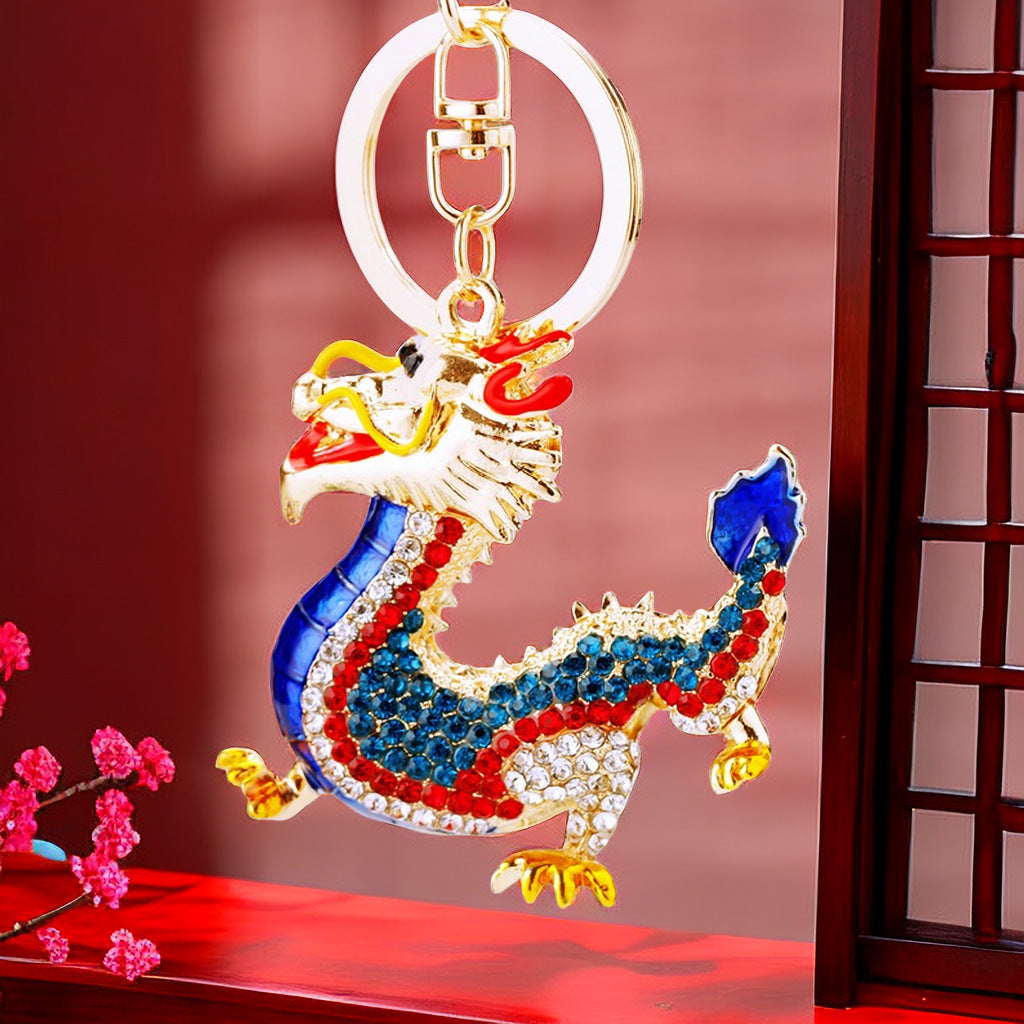#HA1020 Dancing dragon chinese zodiac keychain keyring car key hangbag accessories