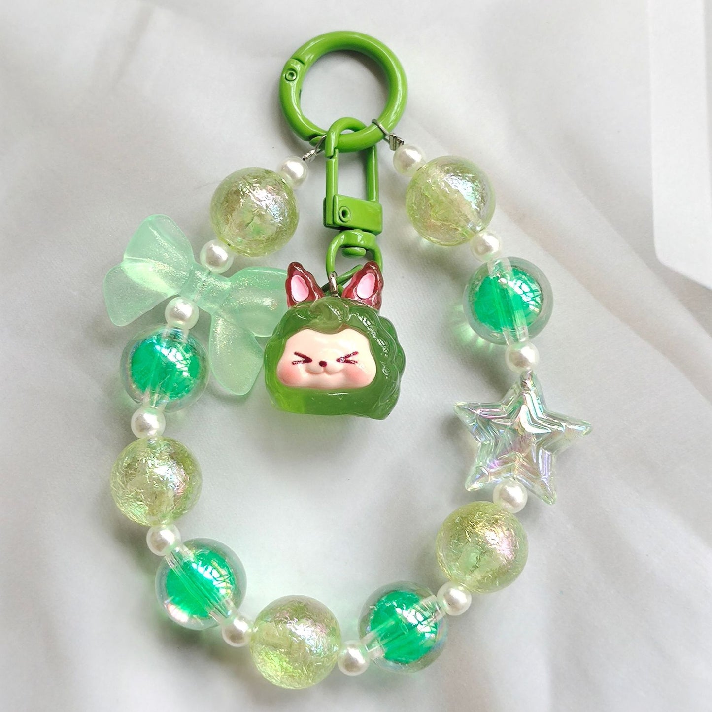 #HA1025  4 pcs lot kiki bead wrist lanyard wristlet bracelet  phone strap keychain keyring blindbox for women purse charms gift