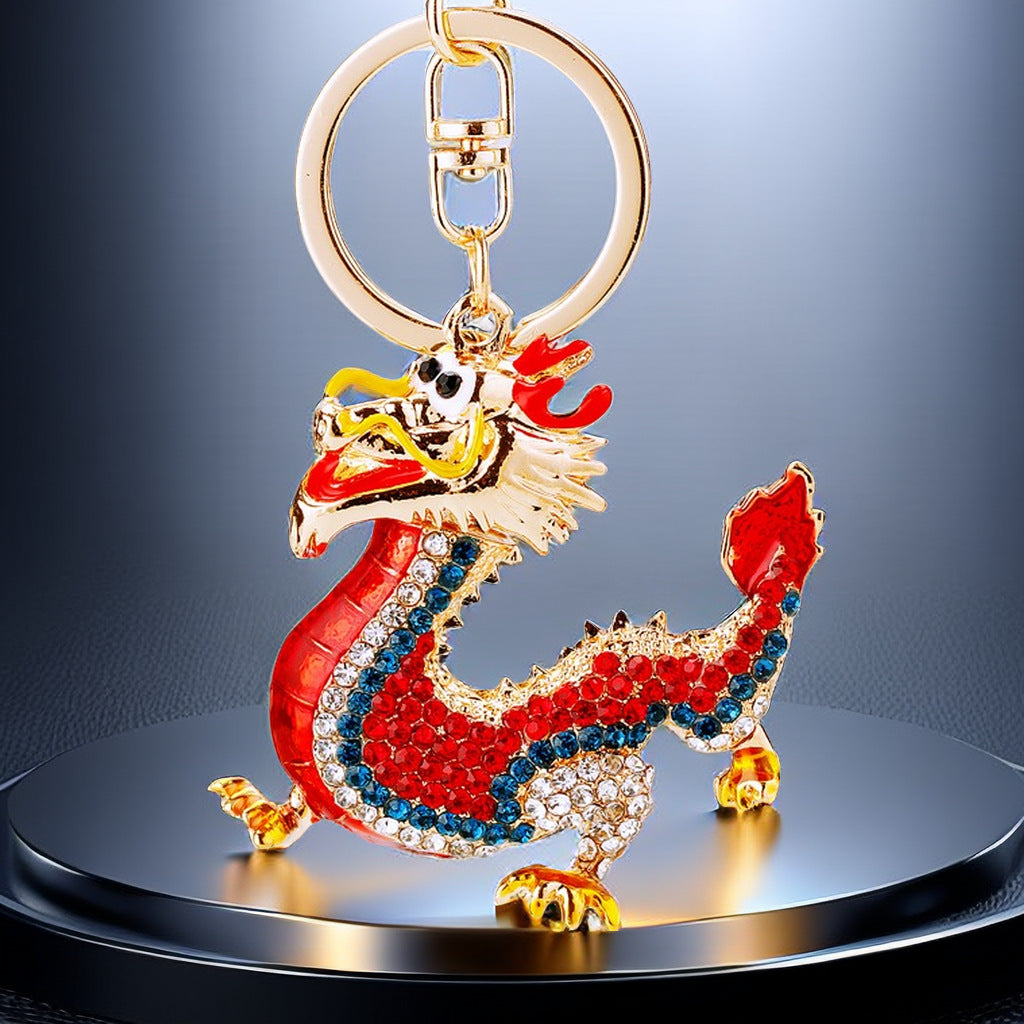 #HA1020 Dancing dragon chinese zodiac keychain keyring car key hangbag accessories