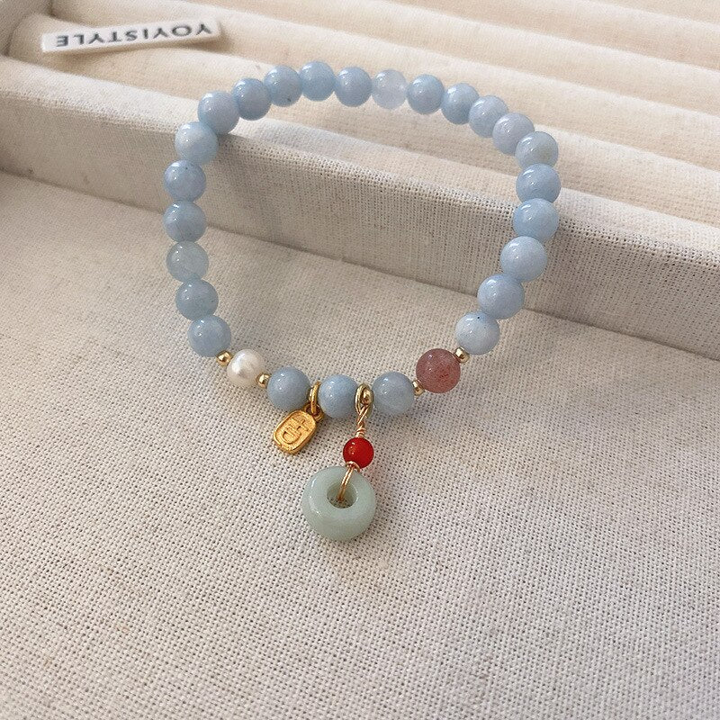 #JB1007 3 pcs lot lucky cat jade stone Bracelet Chinese Style Lovely Elastic girl gift