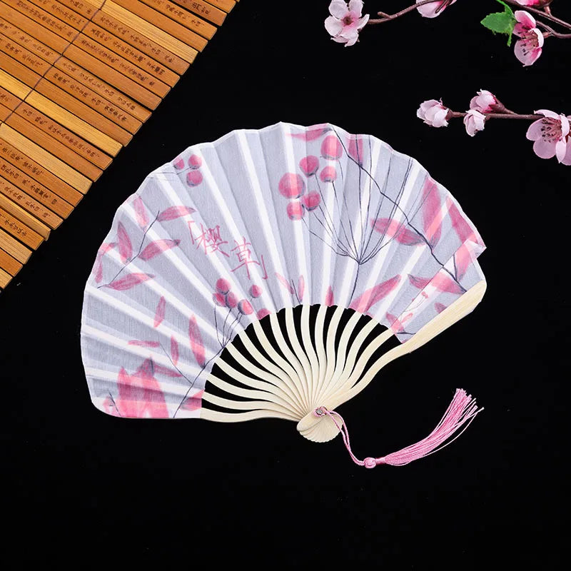 #HE1002 3 pcs lot Silk Bamboo bone Folding Fans Hand Held Fan Chinese Style Flower Painting Fans Party Deco Gift