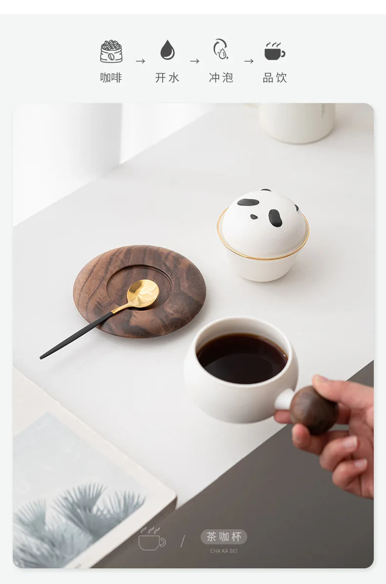 #HD1033 Cute Panda Ceramic Mug 180ML with Lid for Tea ,Coffee Mugs Milk Cups Home Decoration Gift