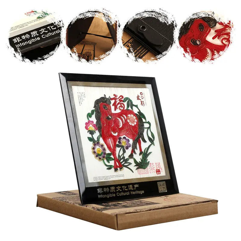#HE1004 Chinese Shadow Paper-cut Crafts Zodiac Paper Painting Shadow Play Gifts Souvenir Ornaments Chinese crafts Home Decor