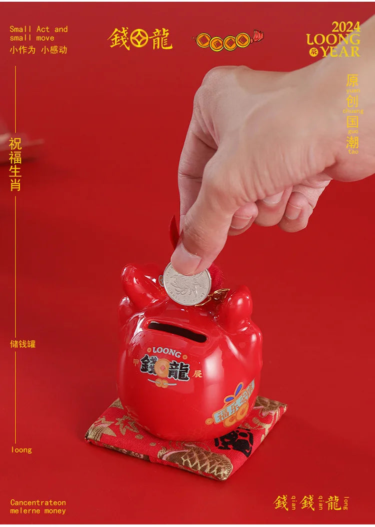 #HD1036 Dragon money bank lucky dragon creative ceramic zodiac dragon decoration