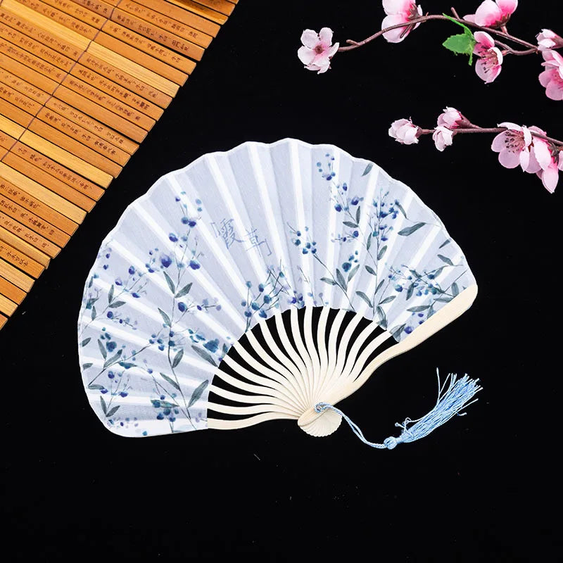 #HE1002 3 pcs lot Silk Bamboo bone Folding Fans Hand Held Fan Chinese Style Flower Painting Fans Party Deco Gift