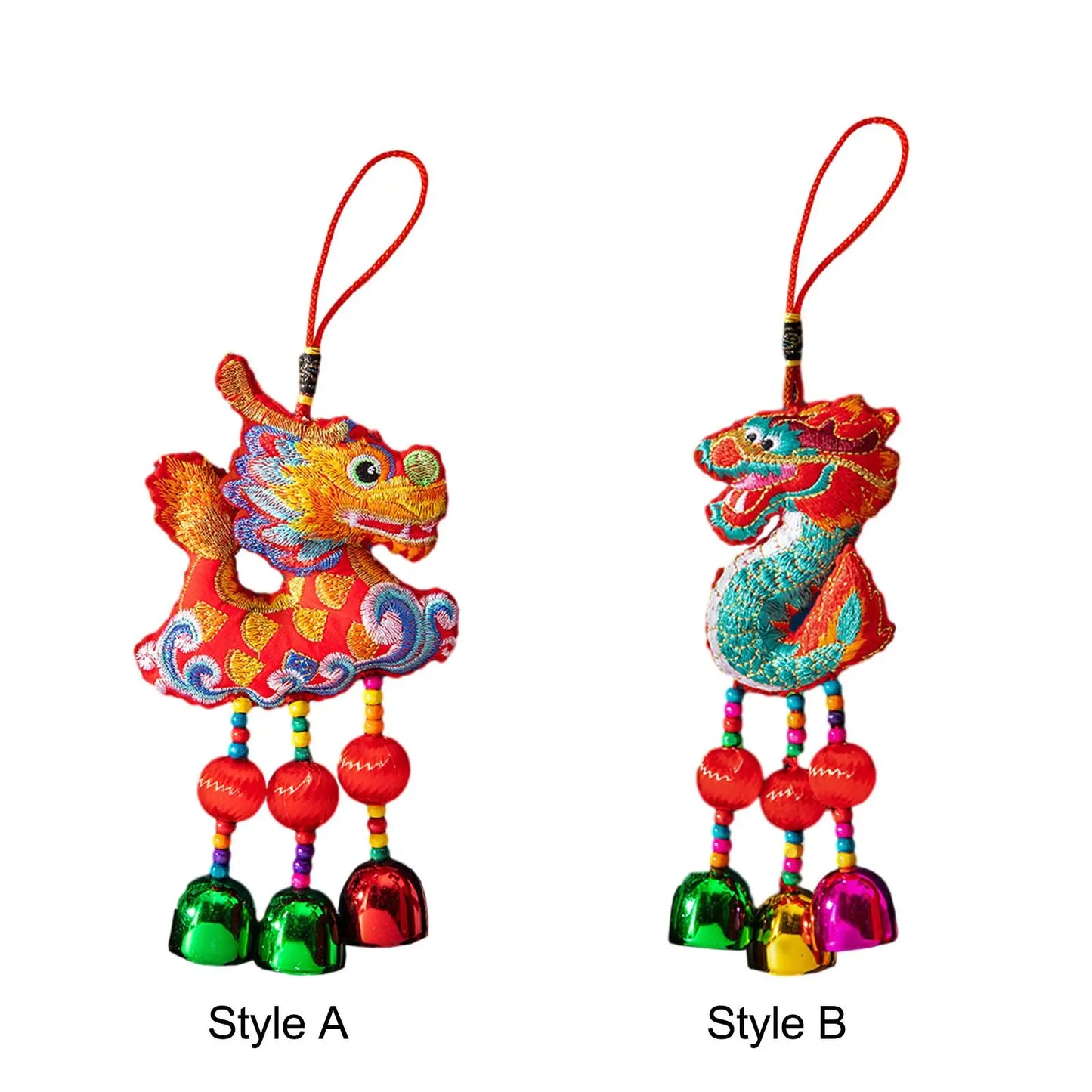 2024 embroydery lucky Dragon Festive Blessing talisman Wind Chime Hanging Pendant Decoration