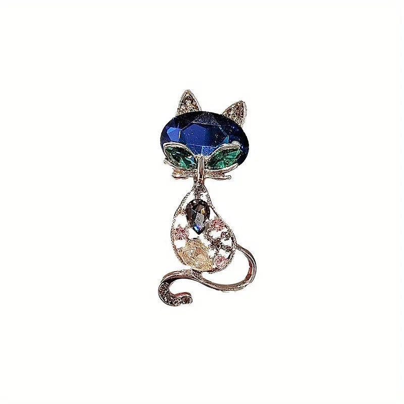 #JA1016 Lucky Cat Brooches Vintage Elegant Women Men Exquisite Crystal  Pins Fashion Exqusiite Luxury Kitten Badges