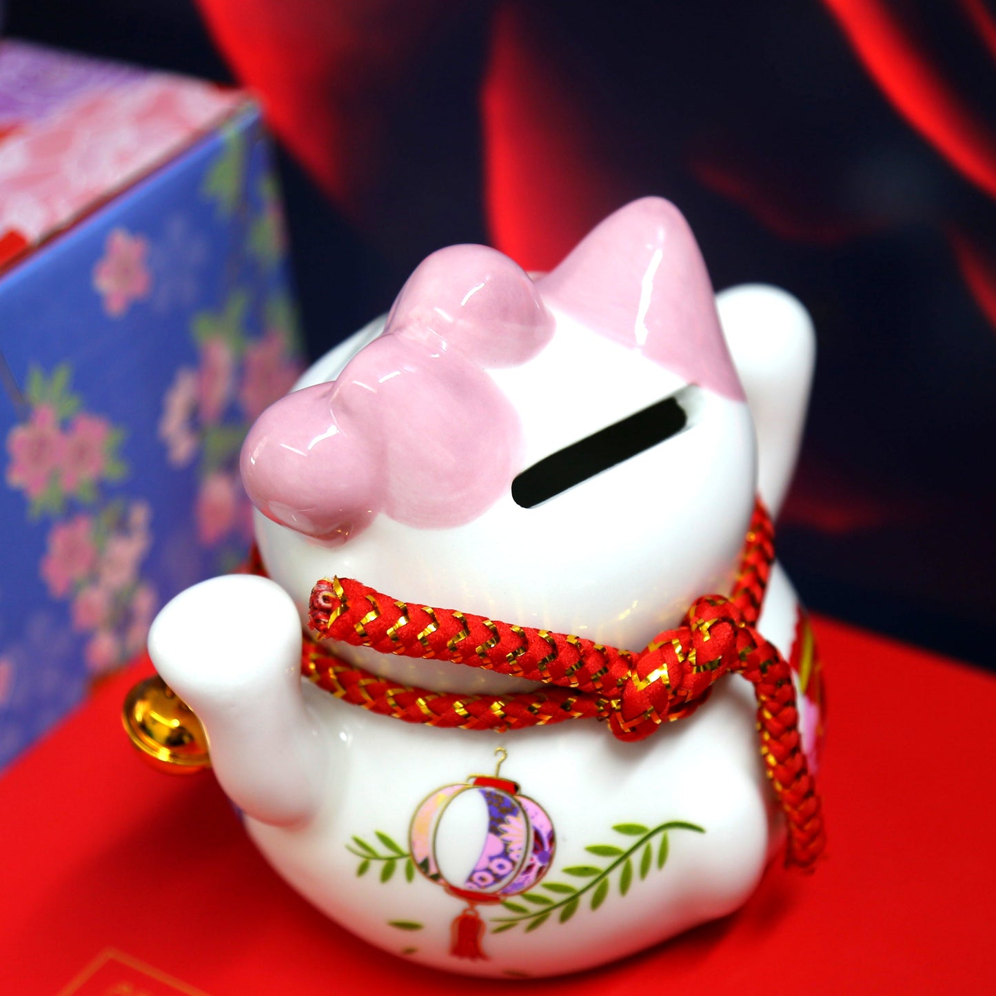#103 Kitty peach blossom home deco ceramic fortune cat  lucky cat maneki neko money bank