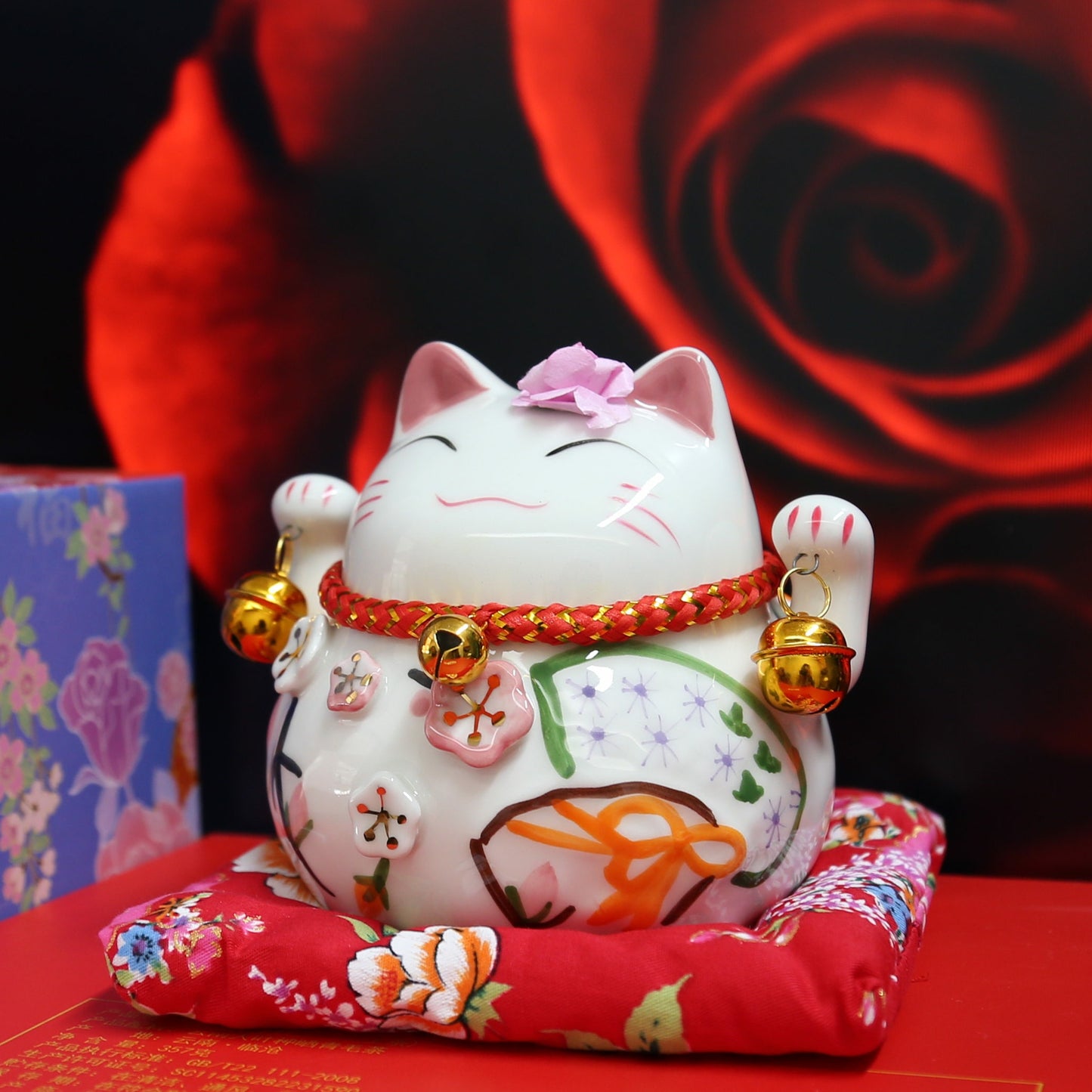 #HD1002-9 Cherry blossom fortune cat money bank home deco ceramic maneki neko