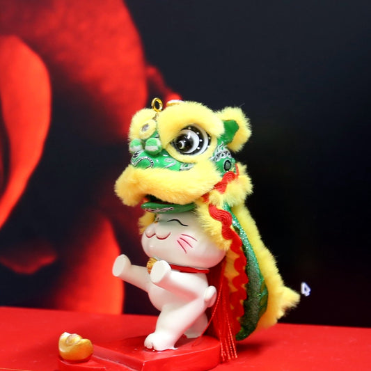 #HD1043 Handmade puppet Dancing lion lucky fourtune auspicious chinese intangible culture heritage unique gift souvenir car decoration