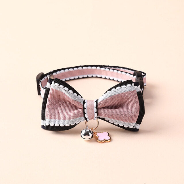 PT1006 Cat bow necklace Cute dog collar with adjustable tie and bell jewelry decoration pet dog  kitten pendant