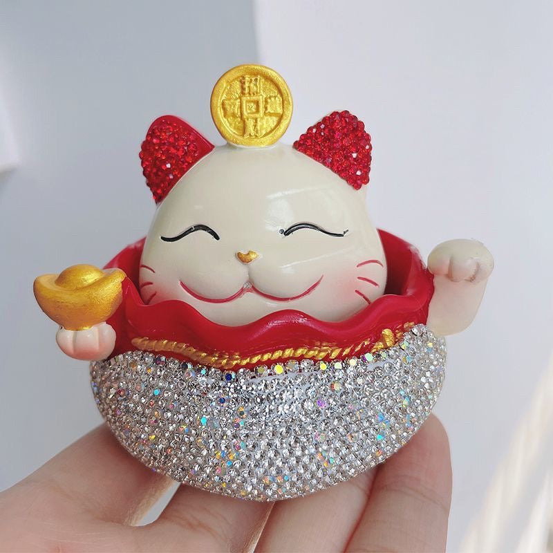 #HD1032 Rhinestone lucky cat Nodding heads for car decoration gift