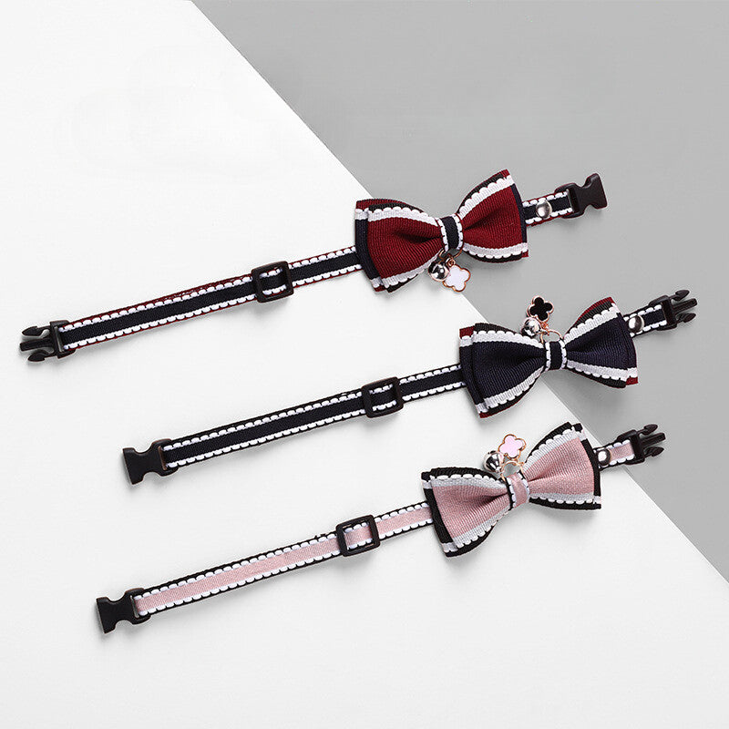 PT1006 Cat bow necklace Cute dog collar with adjustable tie and bell jewelry decoration pet dog  kitten pendant