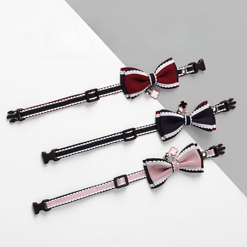 PT1006 Cat bow necklace Cute dog collar with adjustable tie and bell jewelry decoration pet dog  kitten pendant