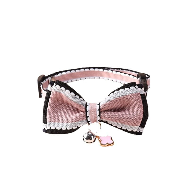 PT1006 Cat bow necklace Cute dog collar with adjustable tie and bell jewelry decoration pet dog  kitten pendant