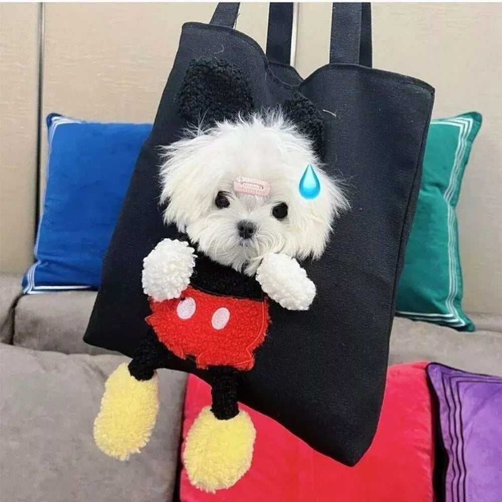 #PT1004 Cat Dog Carrier Bag One Shoulder Canvas Tote Outdoor Transport Bag