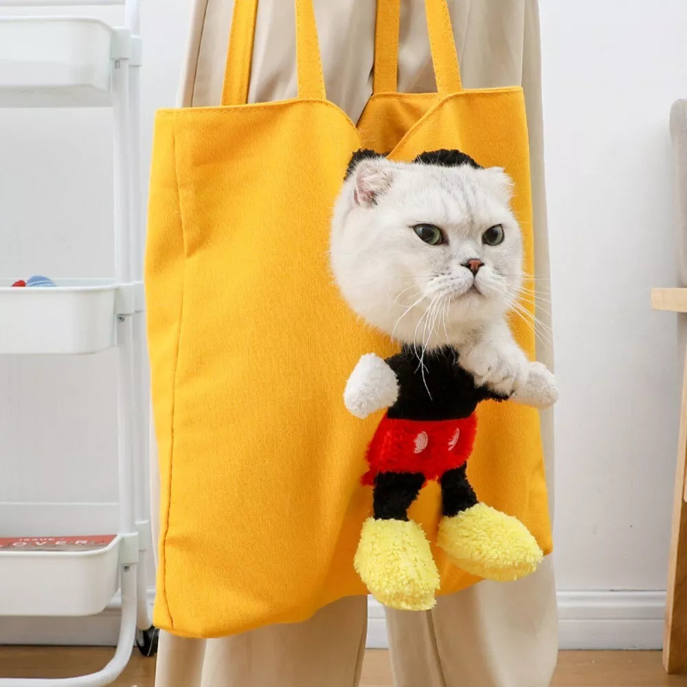#PT1004 Cat Dog Carrier Bag One Shoulder Canvas Tote Outdoor Transport Bag